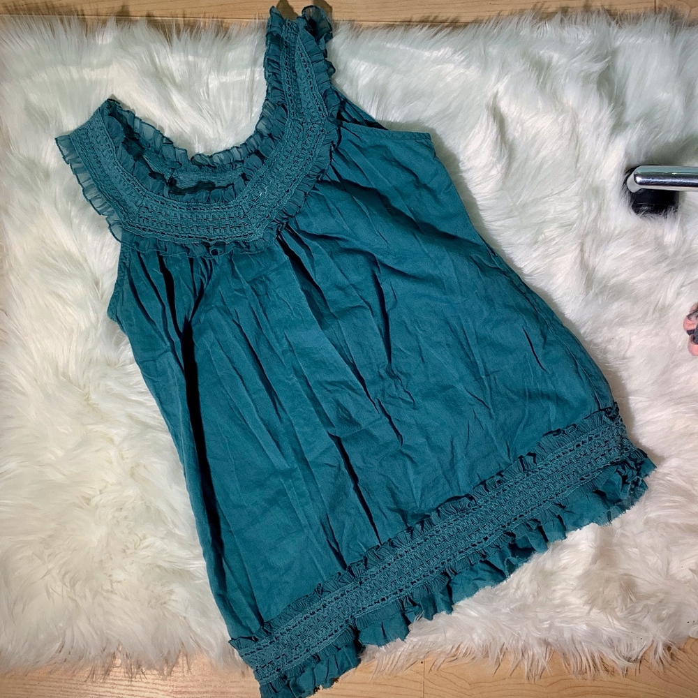 Teal Peasant Top